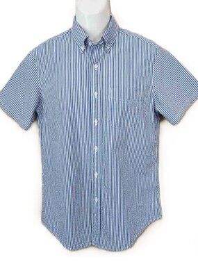 J Crew Seersucker Shirt Blue White Striped Men's Size Small